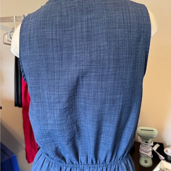 Boston Proper Sleeveless Jumpsuit Blue Size Small Tie Waist Detail Button Front - Picture 6 of 10